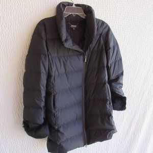 Brooks Brothers Coat Black Goose Down Parka 8 Day Evening Park Coat Rabbit Fur